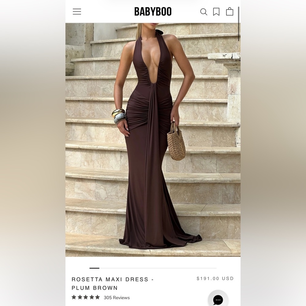 Babyboo Rosetta Brown Maxi Dress